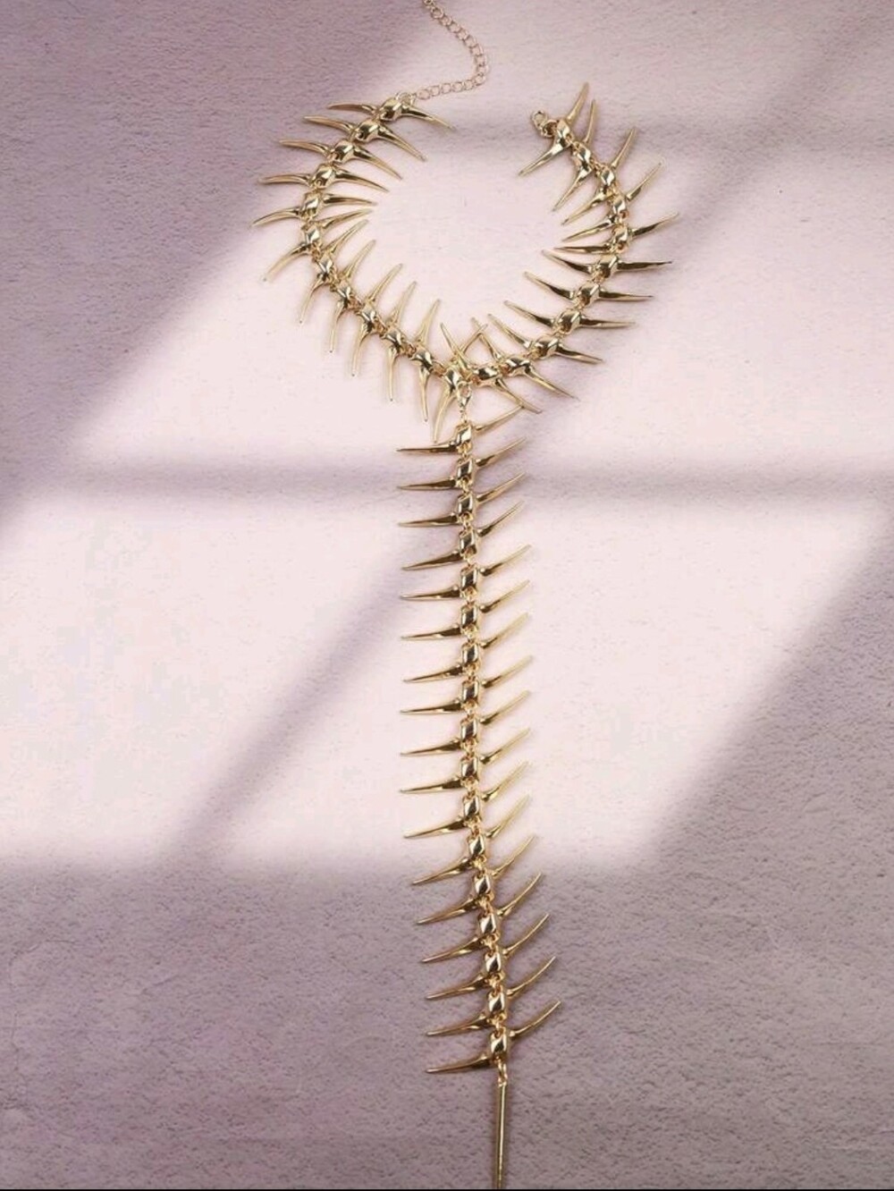 Gold Spine-Back Statement Necklace - Picture 6 of 8
